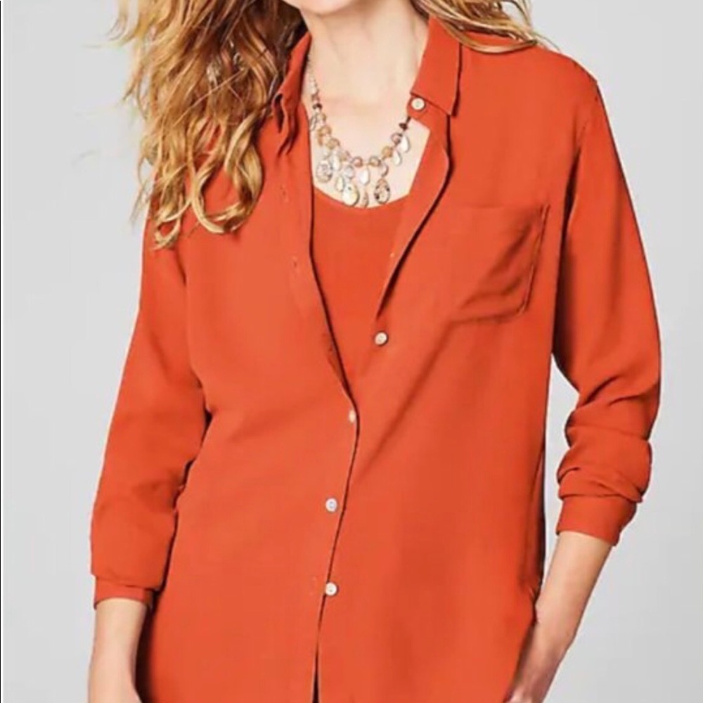 J Jill Relaxed Shirttail Button Up Blouse Medium